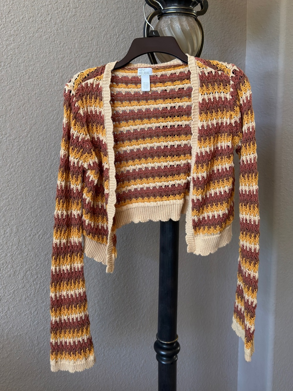 Multi-Stripe Open Front Women’s Cardigan Sweater